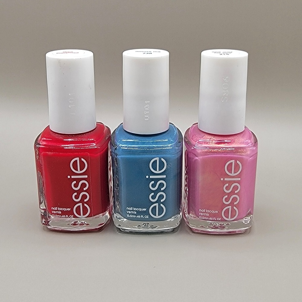 Essie Nail Polish Blue Pink Red‎ Lot of 3 Quick Dry She's Pampered, One Way For